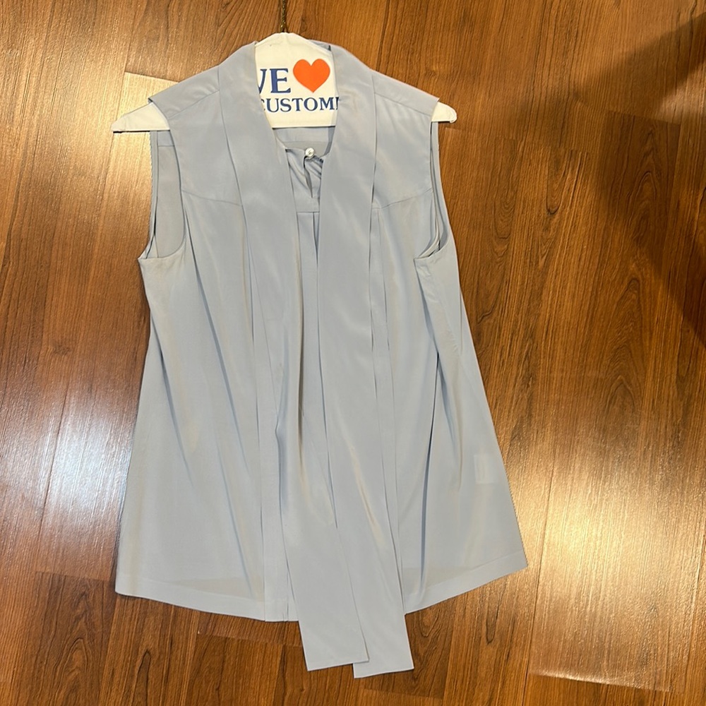 light blue tory burch button silk tank
